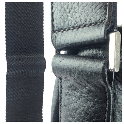 Prada Shoulder Bag Pvc Black Silver Metal Vittero Triangle With Logo