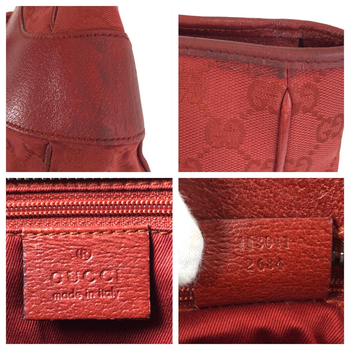 Gucci Tote Bag 113011 Gg Canvas Red