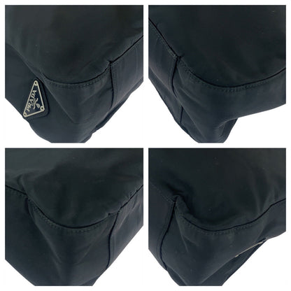 Prada Tote Bag Nylon Black Silvermetal Test Triangle With Logo