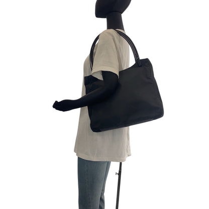 Prada Tote Bag Nylon Black Silvermetal Test Triangle With Logo