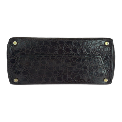 Salvatore Ferragamo Handbag Aq-218252 Leather Brown Gold Metal Embossing