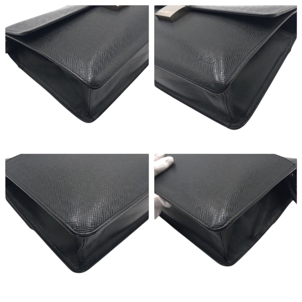 Louis Vuitton Clutch Bag M30782 Leather Black Black Taiga Ardwards Selenga