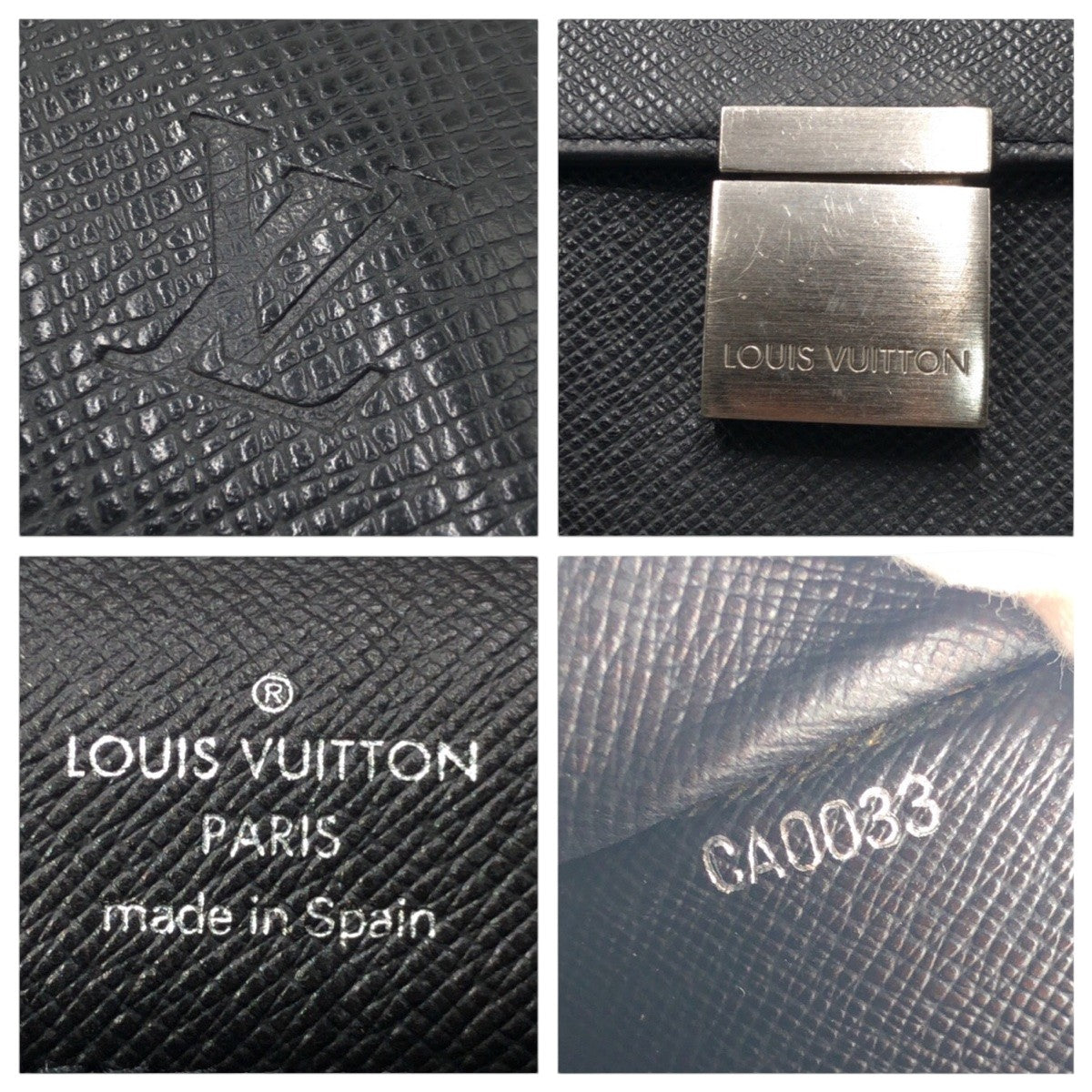 Louis Vuitton Clutch Bag M30782 Leather Black Black Taiga Ardwards Selenga