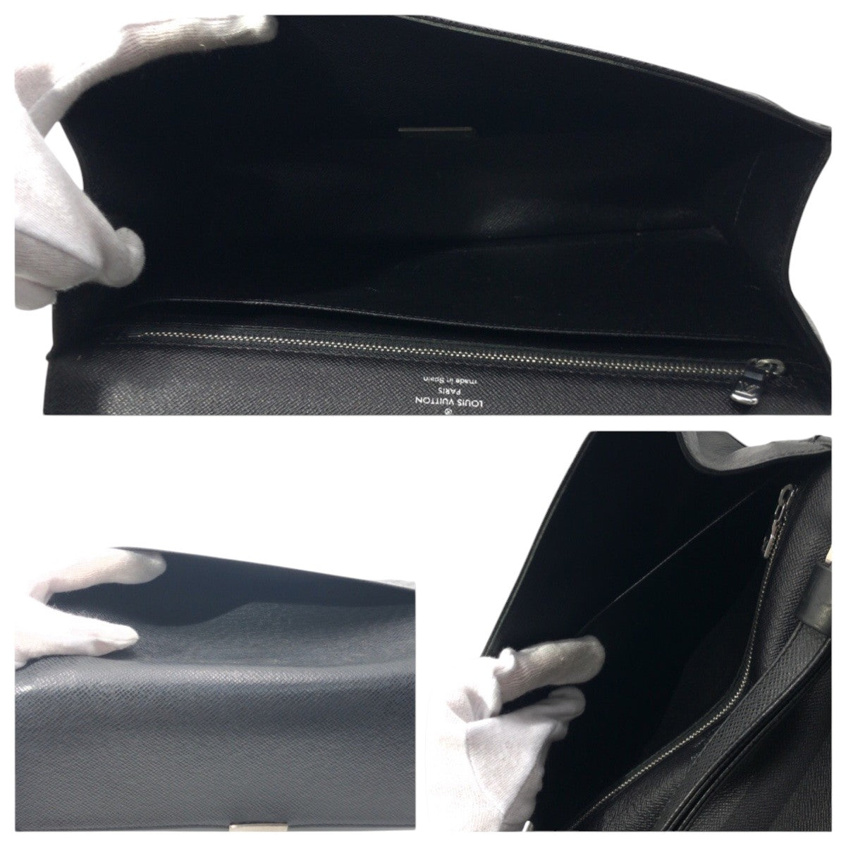 Louis Vuitton Clutch Bag M30782 Leather Black Black Taiga Ardwards Selenga