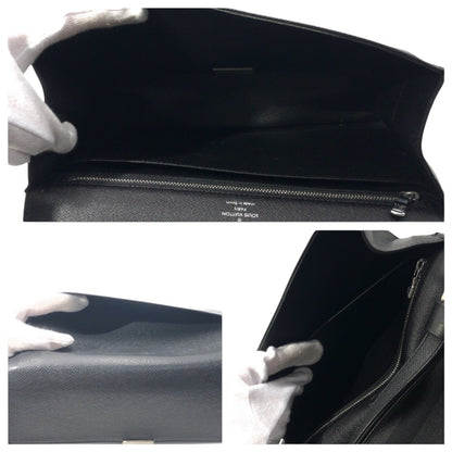 Louis Vuitton Clutch Bag M30782 Leather Black Black Taiga Ardwards Selenga