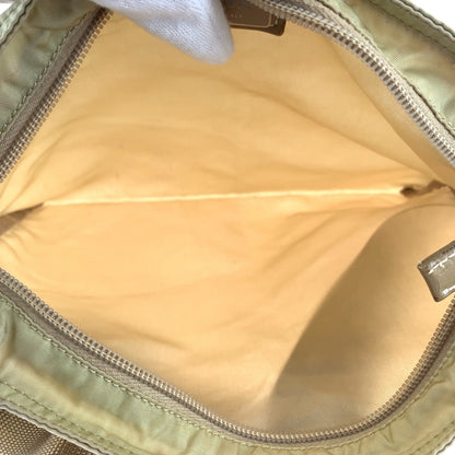 Prada Shoulder Bag Bt0175 Nylon Beige Silvermetal Test Triangle With Logo