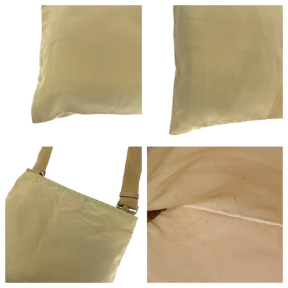 Prada Shoulder Bag Bt0175 Nylon Beige Silvermetal Test Triangle With Logo