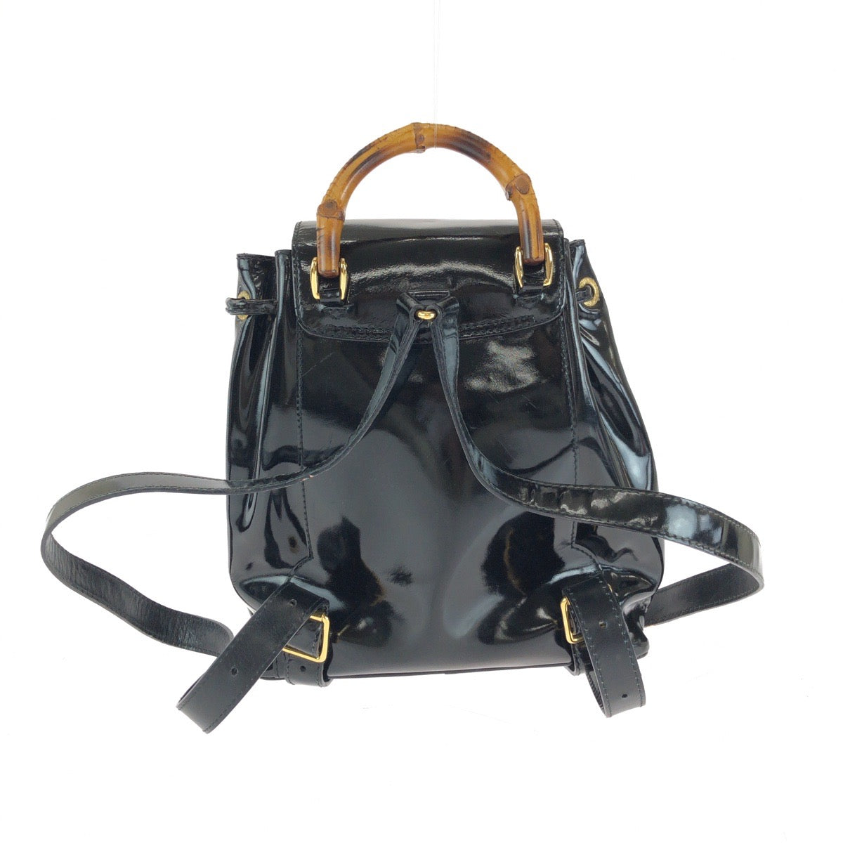 Gucci Backpack 003 2850 0030 Patent Leather Black Goldmetal Bamboo