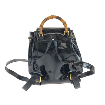Gucci Backpack 003 2850 0030 Patent Leather Black Goldmetal Bamboo