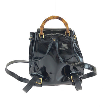 Gucci Backpack 003 2850 0030 Patent Leather Black Goldmetal Bamboo