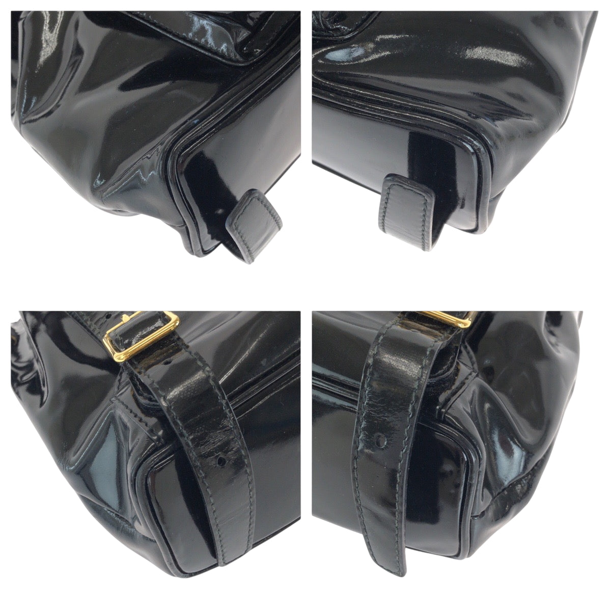 Gucci Backpack 003 2850 0030 Patent Leather Black Goldmetal Bamboo