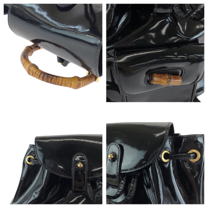 Gucci Backpack 003 2850 0030 Patent Leather Black Goldmetal Bamboo