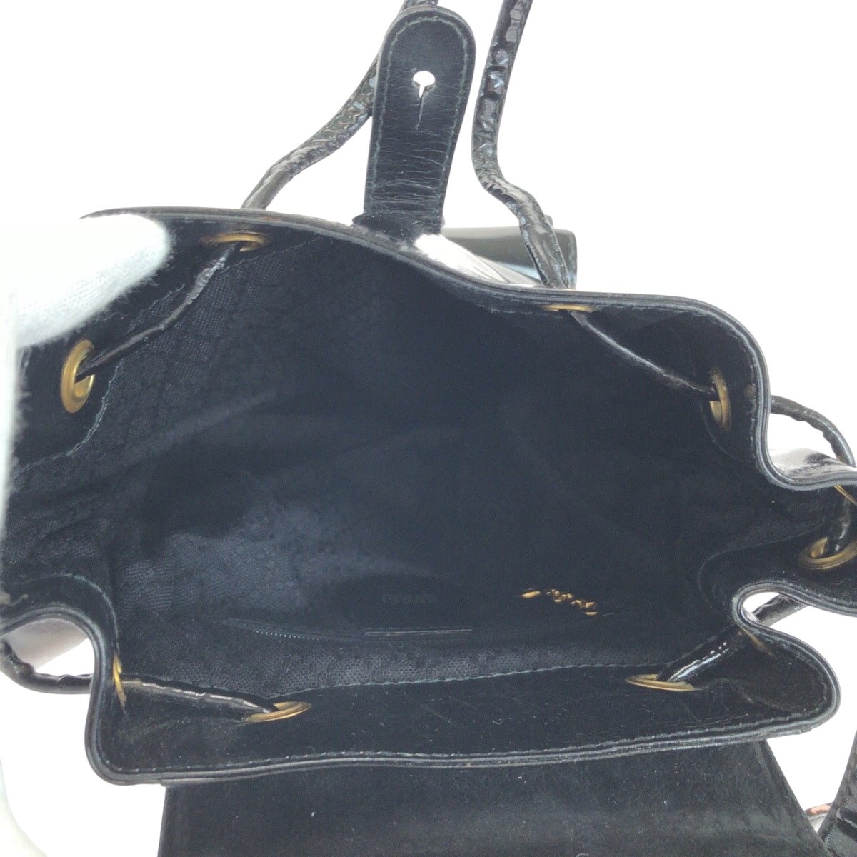 Gucci Backpack 003 2850 0030 Patent Leather Black Goldmetal Bamboo