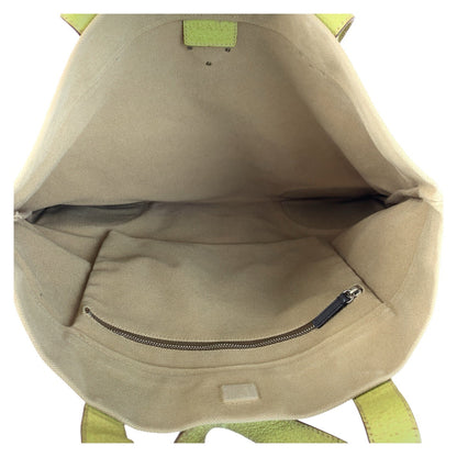 Prada Tote Bag Canvas Beige Green Silvermetal Triangle With Logo