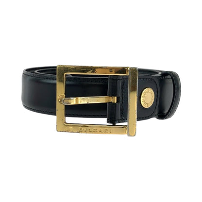 Bvlgari Belt Leather Black Square Buckle No Size (See Description)