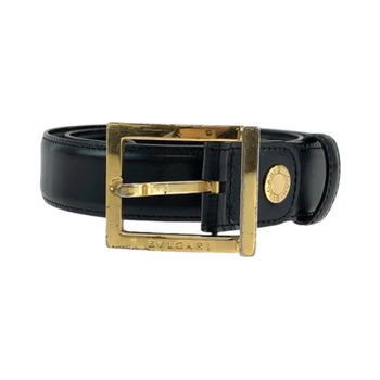 Bvlgari Belt Leather Black Square Buckle No Size (See Description)