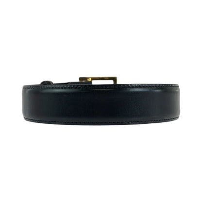 Bvlgari Belt Leather Black Square Buckle No Size (See Description)