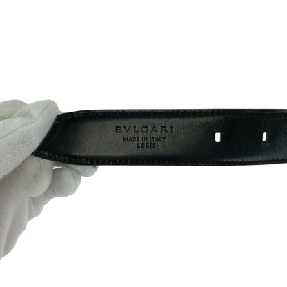 Bvlgari Belt Leather Black Square Buckle No Size (See Description)