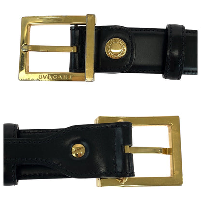 Bvlgari Belt Leather Black Square Buckle No Size (See Description)