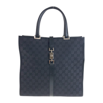 Gucci Tote Bag 002 1064 Gg Canvas Black Silvermetal