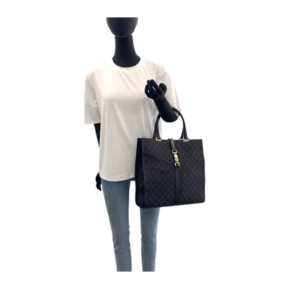 Gucci Tote Bag 002 1064 Gg Canvas Black Silvermetal