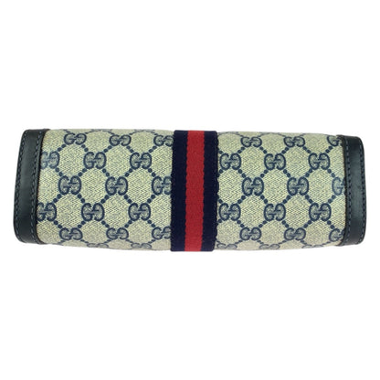 Gucci Clutch Bag Gg Supreme Canvas Navy Red Gray Old Gucci Shelly Line