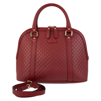 Gucci Handbag 449663 Leather Red Gold Metal Micro Guccisima