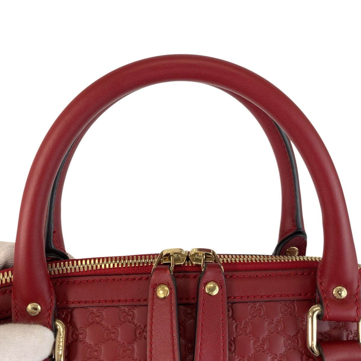 Gucci Handbag 449663 Leather Red Gold Metal Micro Guccisima