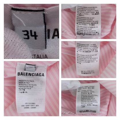 Balenciaga Long Sleeve Shirt Cotton Pink White 34