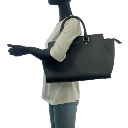 Michael Kors Tote Bag Ey1508 Leather Black Silvermetal Selma