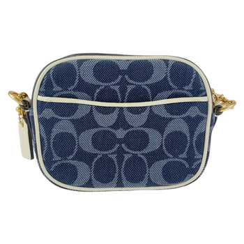Coach Shoulder Bag E2111-C4583 Canvas Navy White Gold Metal Signature