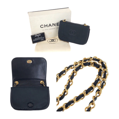 Chanel Shoulder Bag Satin Black Goldmetal Coco Mark