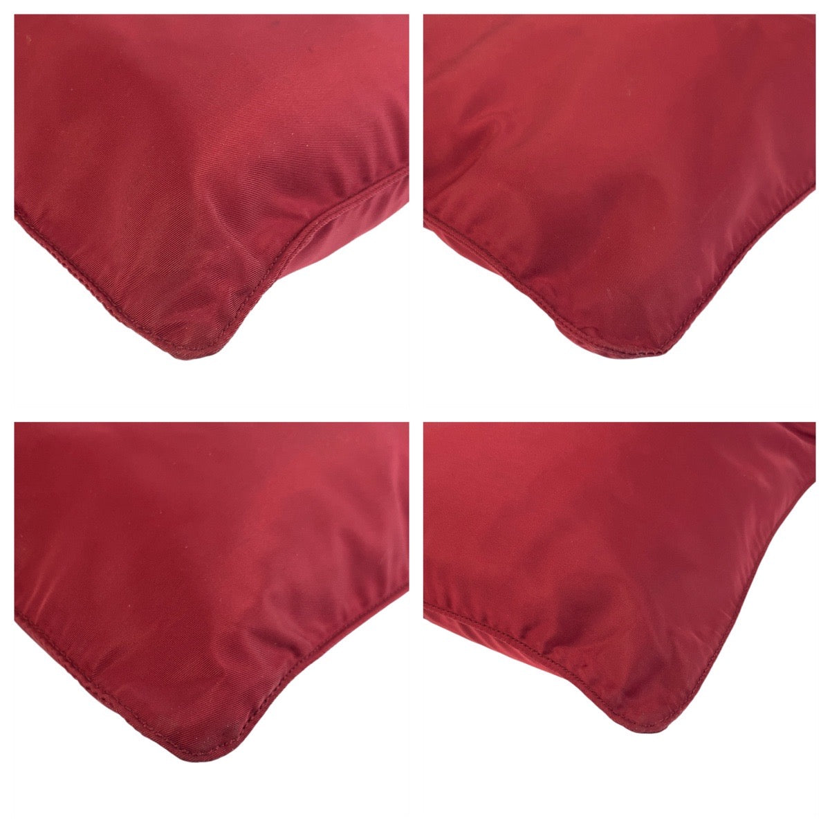 Prada Shoulder Bag Nylon Wine Red Red Silver Metal Test Triangle With Logo