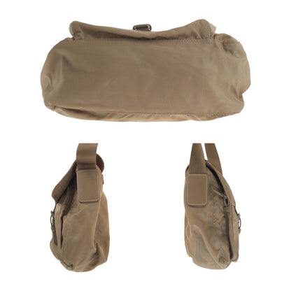 Prada Shoulder Bag Nylon Beige Silvermetal Test Triangle With Logo