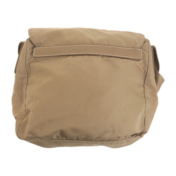 Prada Shoulder Bag Nylon Beige Silvermetal Test Triangle With Logo