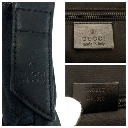 Gucci Shoulder Bag 145857 Gg Canvas Black Silvermetal