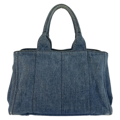 Prada Tote Bag Canvas Blue Goldmetal Canapa