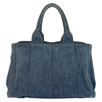 Prada Tote Bag Canvas Blue Goldmetal Canapa