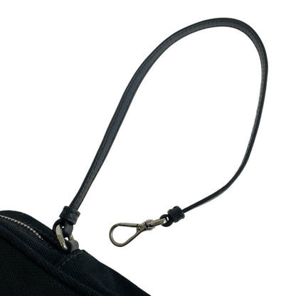 Prada Clutch Bag Canvas Black Silvermetal