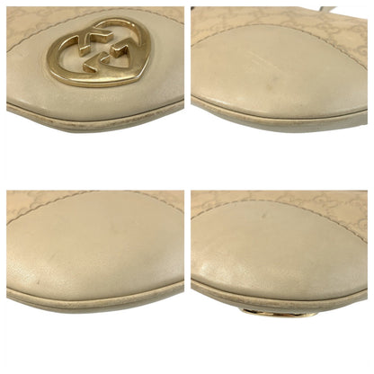 Gucci Shoulder Bag 257072 Leather Beige Ivory Gold Metal Guccissima Lovely
