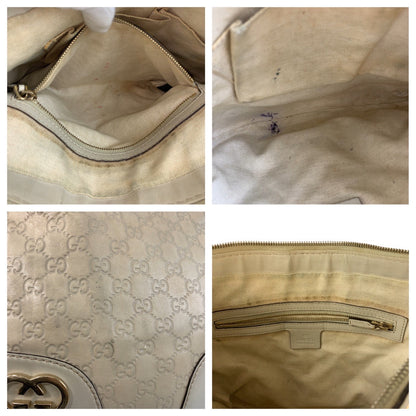 Gucci Shoulder Bag 257072 Leather Beige Ivory Gold Metal Guccissima Lovely