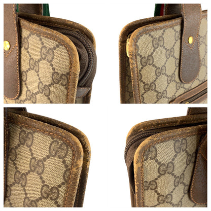 Gucci Tote Bag 89 02 092 Gg Supreme Canvas Beige Brown Gold Metal Sherry Line Old Gucci