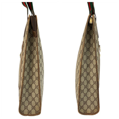 Gucci Tote Bag 89 02 092 Gg Supreme Canvas Beige Brown Gold Metal Sherry Line Old Gucci