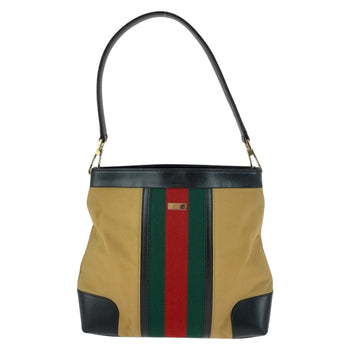 Gucci Shoulder Bag 001 4231 Canvas Beige Red Green Silvermetal Sherry Line
