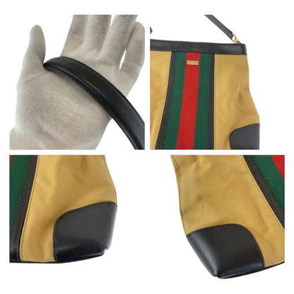 Gucci Shoulder Bag 001 4231 Canvas Beige Red Green Silvermetal Sherry Line