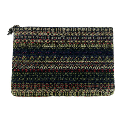 Chanel Clutch Bag Tweed Multicolor Coco Mark