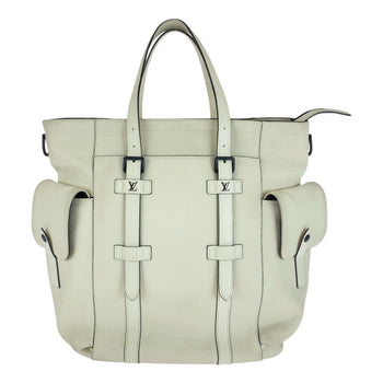 Louis Vuitton Tote Bag M58477 Leather White Cream Black Taurillon Clemence Christopher Tote