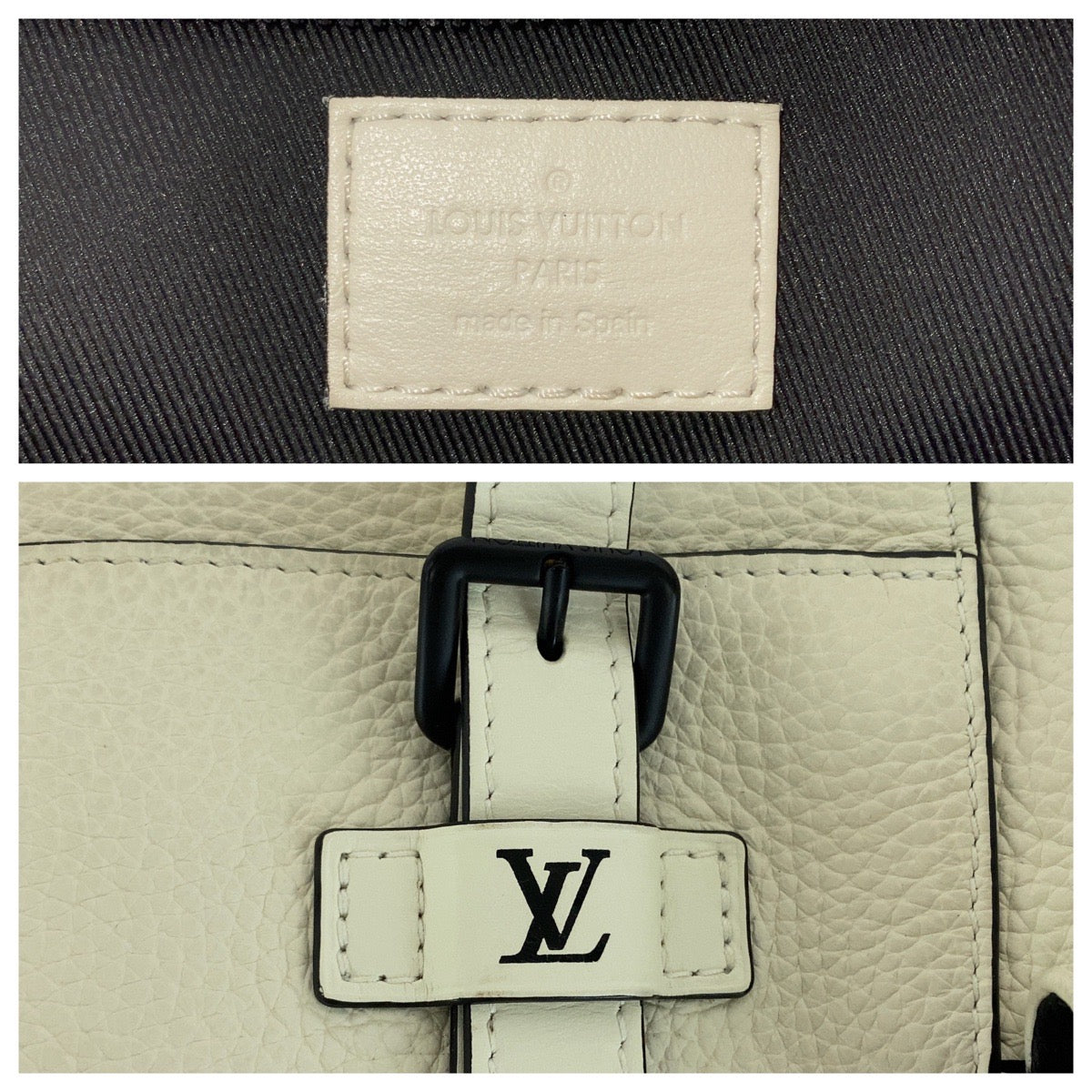 Louis Vuitton Tote Bag M58477 Leather White Cream Black Taurillon Clemence Christopher Tote