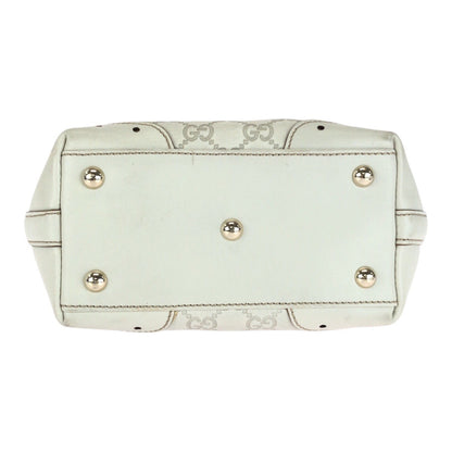 Gucci Tote Bag 145994 Leather White Gold Guccisima