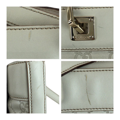 Gucci Tote Bag 145994 Leather White Gold Guccisima